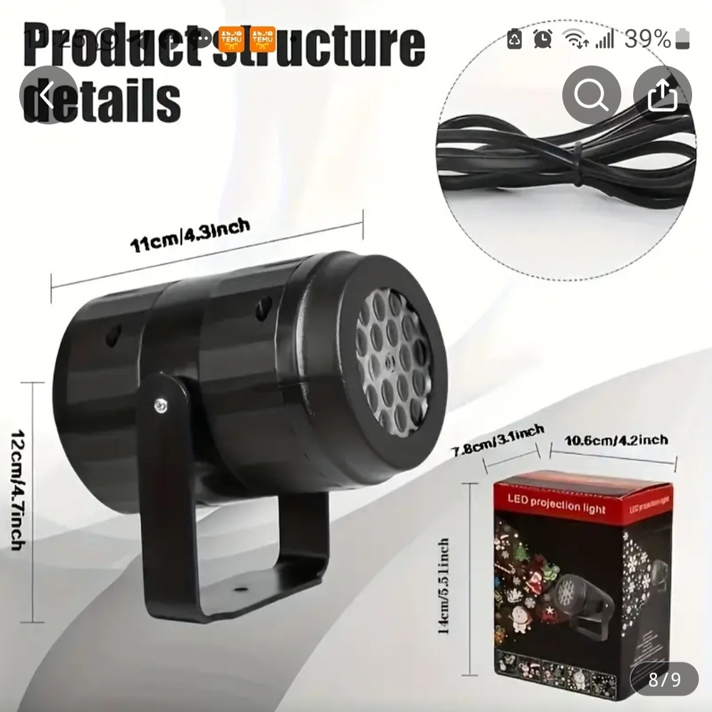 Black LED Projection Light